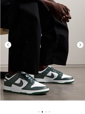 Nike Dunk Low White and Dark Green Leather Sneakers